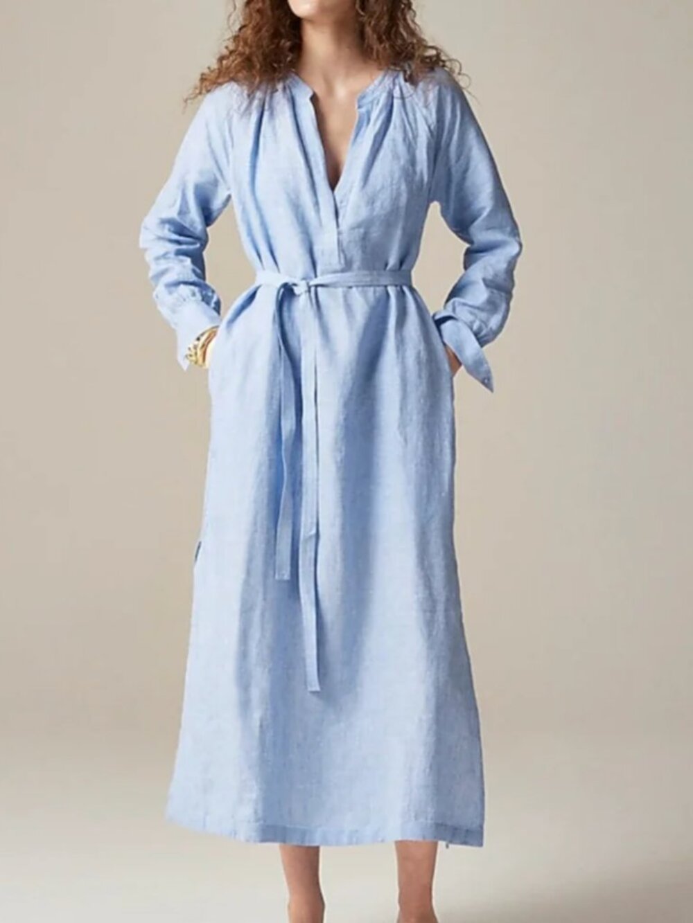 J. Crew Cabana Dress in Linen Blue Size M NWT